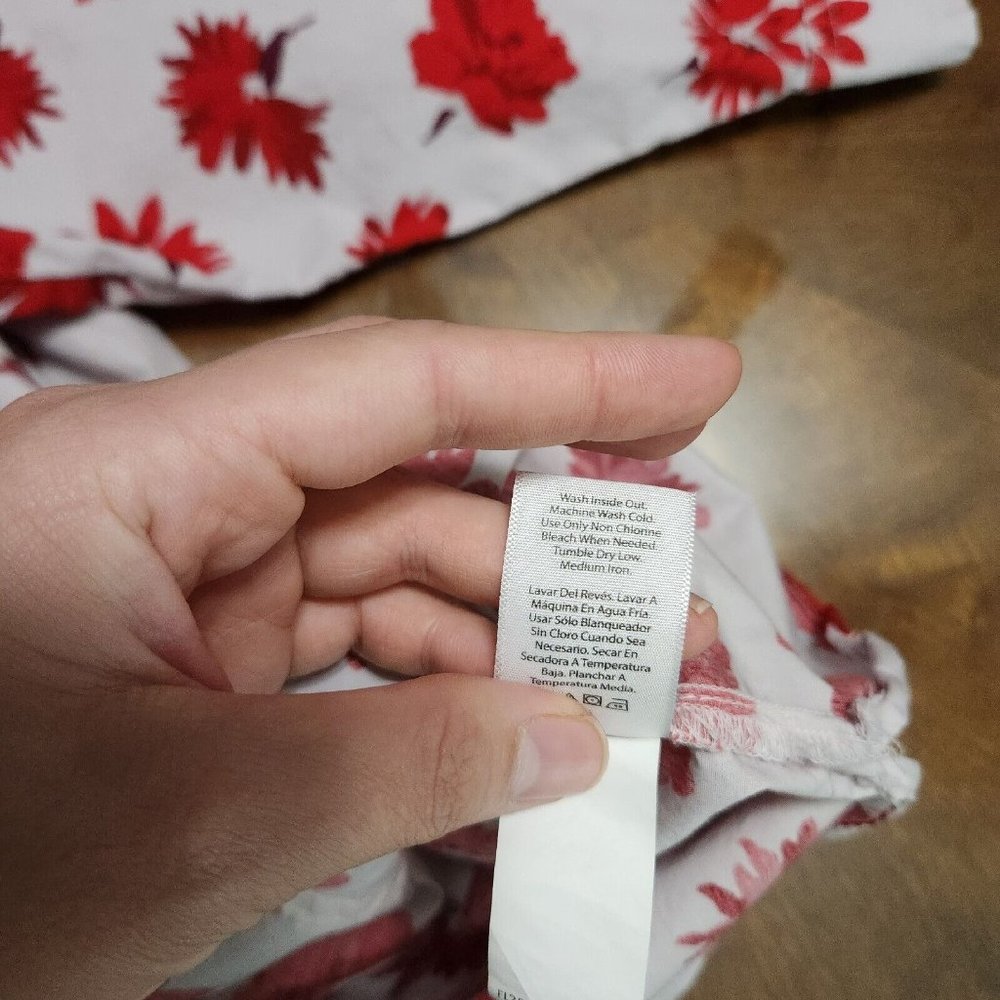 Free Assembly Shirt Womens Large Pink Floral Cotton Ruffle Sleeve High Low Top - Picture 11 of 11